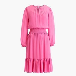 J. Crew Pink Cinched Waist Chiffon Mini Dress